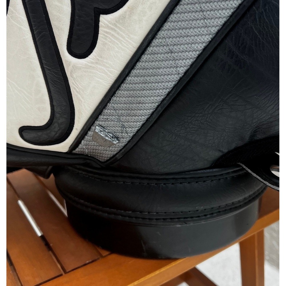 Vintage Titleist Tour Staff Golf Bag 6-Way Black White WITH Matching Rain Hood - Picture 16 of 16